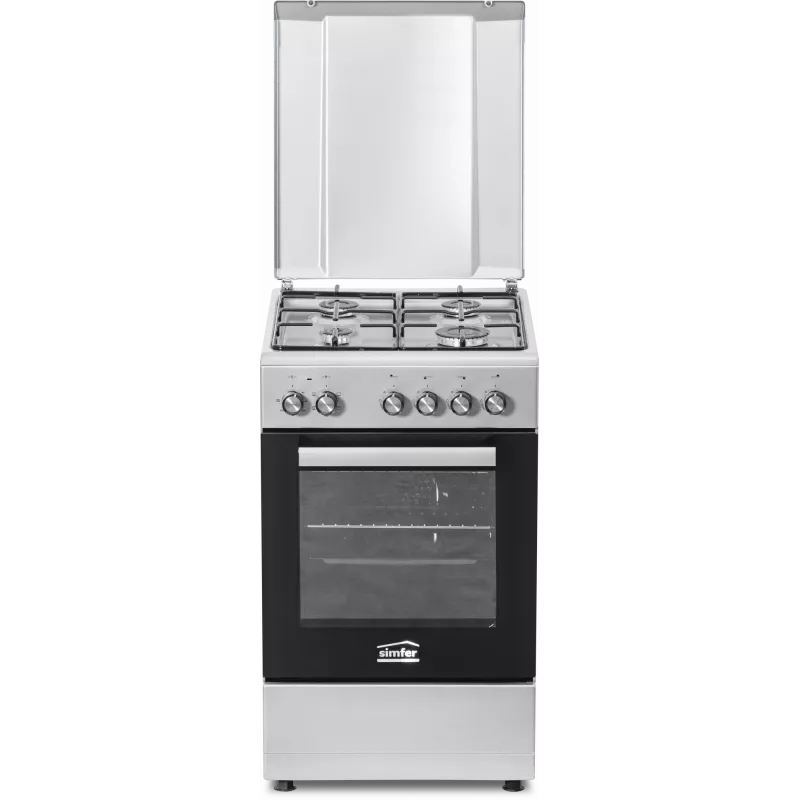 Placa a gás e forno elétrico SIMFER 5405SERGG, aço inoxidável, 4 zonas, 50 cm