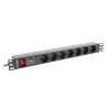 Lanberg | Unidade de distribuição de energia (PDU) 19 polegadas 1U 10A 2M 7x tomadas Schuko | PDU-07F-0200-IEC-BK