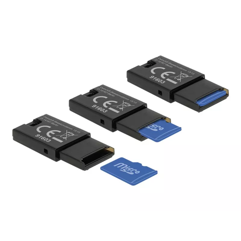 Leitor de cartões DeLOCK USB 2.0 preto Micro SD MicroSDHC MicroSDXC 480 Mbit/s