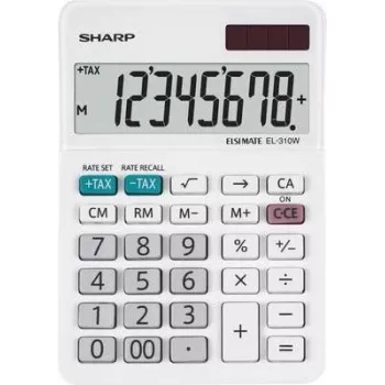 Calculadora de secretária Sharp EL-310W — visor de 8 dígitos, alimentação solar e a pilha