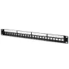 Qoltec 54516 patch panel para rack de 19 polegadas, 24 portas, 1U, UTP, preto