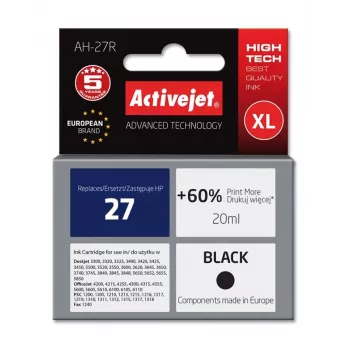 Tinta Activejet AH-27R (substituto para HP 27 C8727A; Premium; 20 ml; preto)