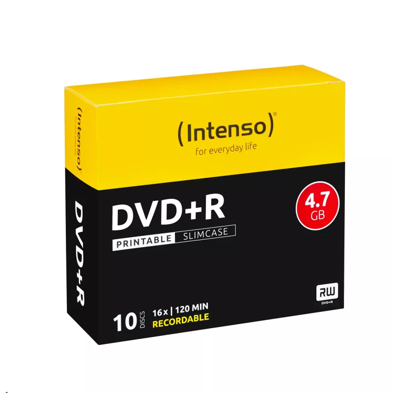INTENSO DVD+R 4,7 GB 16x imprimível pack de 10 Slimcase, 120 mm