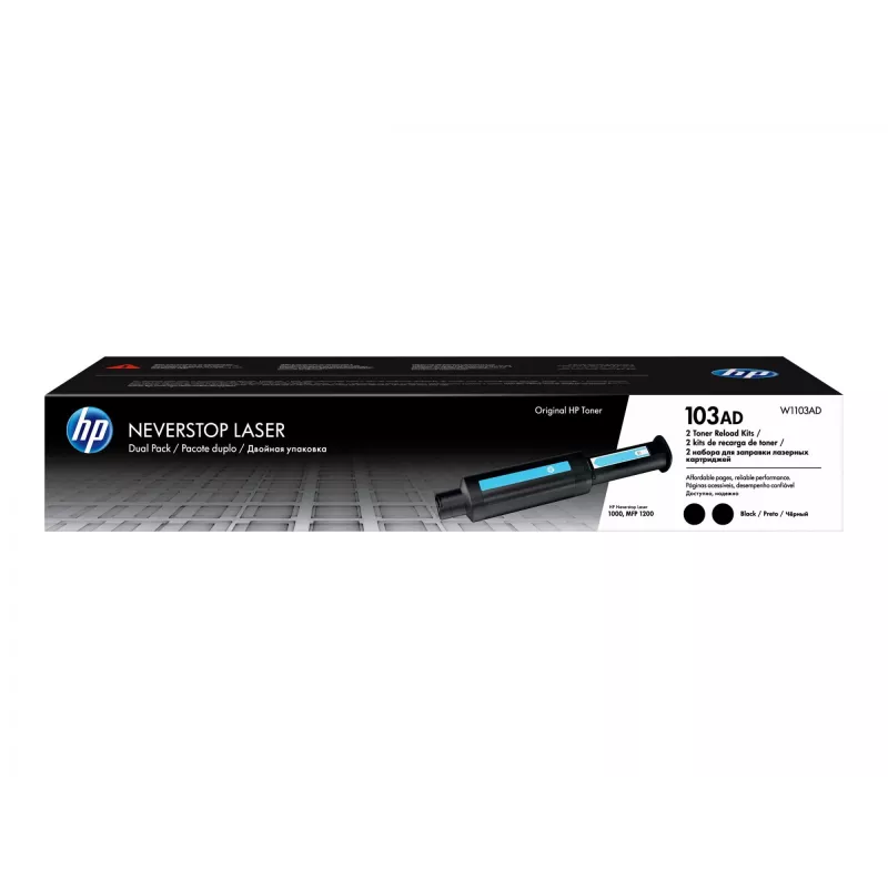 HP Original 103AD Neverstop Kit de recarga de toner preto, conjunto de duas cartuchos de toner