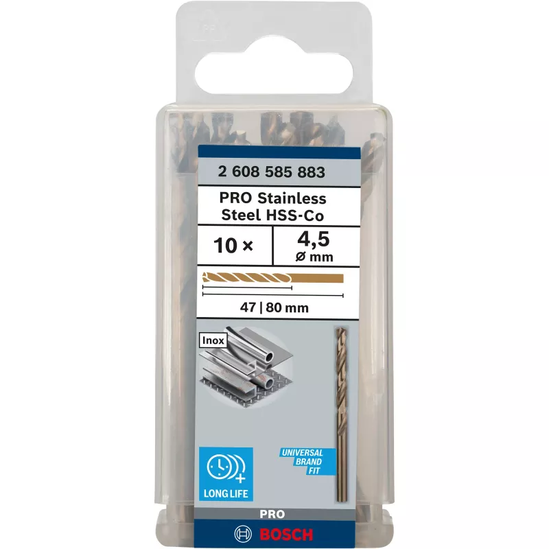 Bosch PRO Stainless Steel HSS-Co broca helicoidal, Ø 4,5 mm, 10 pcs