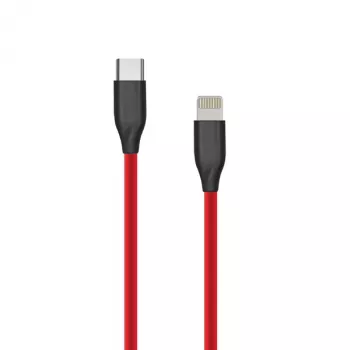 Cabo de silicone USB Type-C - Lightning, 1 m (vermelho)