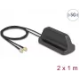 Antena DELOCK 81485 5G LTE GNSS Wi‑Fi 6 MIMO com 2 conectores SMA, ganho 2,1–3,0 dBi