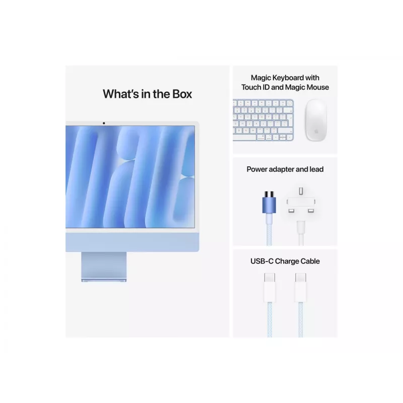 iMac 24 polegadas: M4 10/10, 16 GB, 512 GB SSD – azul