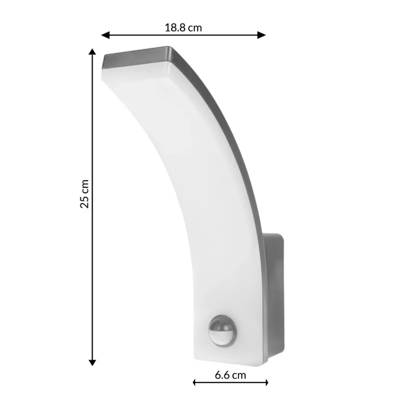 Aplique de parede LED MACLEAN MCE512 GR com sensor de movimento, lâmpada LED energeticamente eficiente