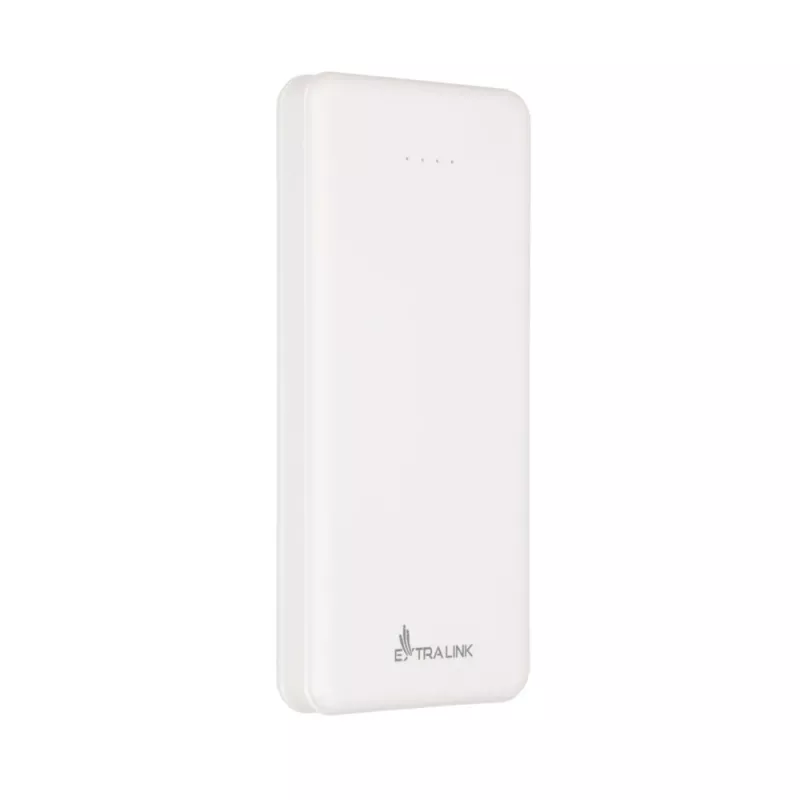 Powerbank Extralink EPB-078W 10000 mAh branco, USB-C, saída 10 W, carrega até 2 dispositivos