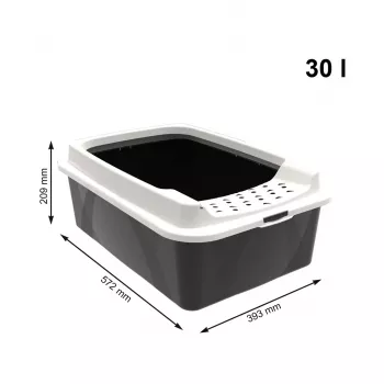 Caixa de areia aberta rotho Bonnie Cat 572×393×209 mm, tecnopolímero, 30 L, preto/cinzento