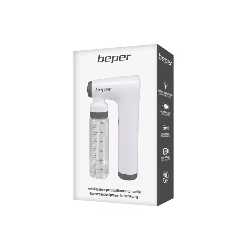 Beper P202VAL110 Pulverizador desinfetante recarregável, 120 ml, 2000 mAh