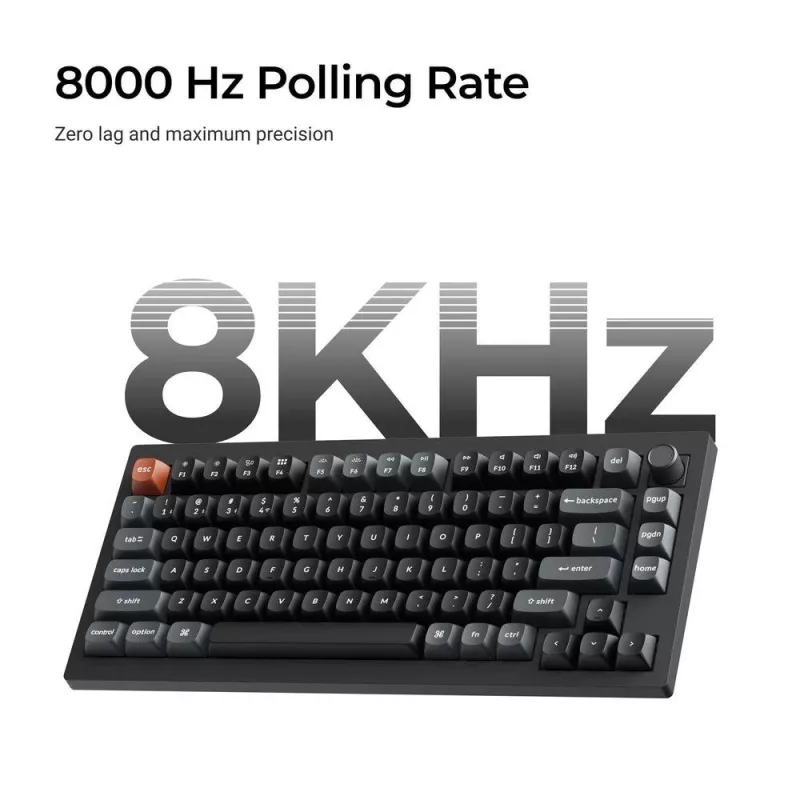 Teclado mecânico 75% Keychron V1 Ultra 8K — QWERTY, Bluetooth e cabo, RGB, preto