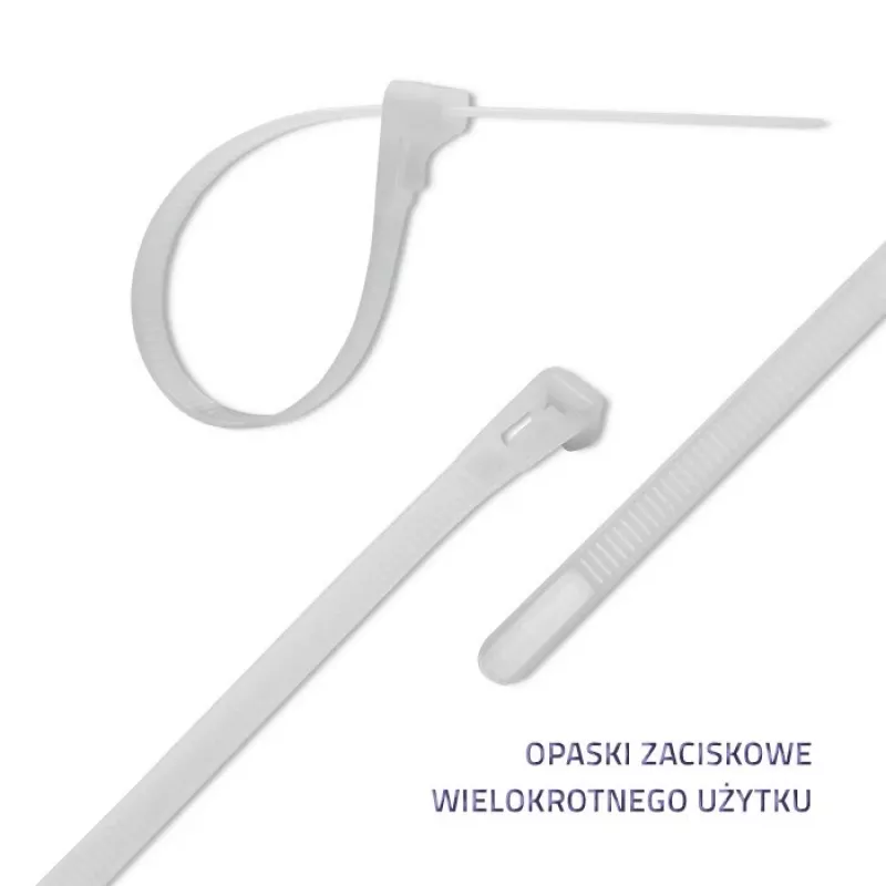 Conjunto de organizadores de cabos QOLTEC 52236 — 100 unid., branco