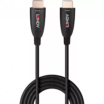 Cabo HDMI híbrido de fibra ótica Lindy 15m 8K60, 15 m, HDMI tipo A (standard), HDMI tipo A (standard), 48 Gbit/s, preto