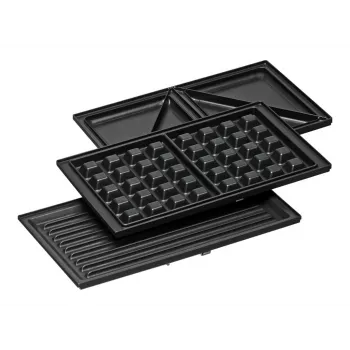 Sanduicheira Rommelsbacher SWG 700 – grelhador elétrico compacto 3-em-1 com 3 placas intercambiáveis (sanduíche, waffle belga, grelhador), detalhes em aço inoxidável