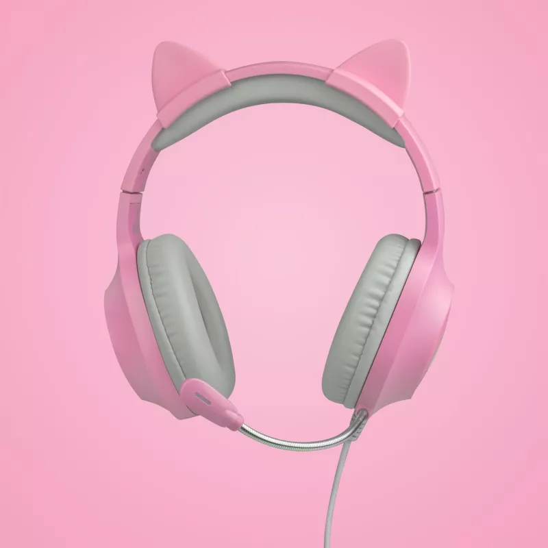 Auscultadores FR-TEC Tanooki com fios arco gaming cinzento - rosa (FT2021)