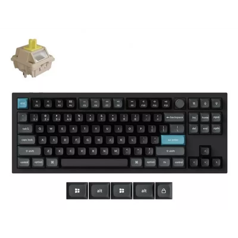 Teclado mecânico Keychron Q3 Ultra 8K — 80% QWERTY, com fios e Bluetooth, RGB, preto
