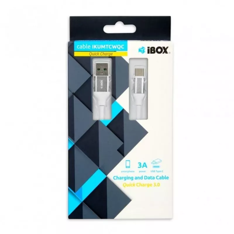Cabo USB-A para USB-C IBOX IKUMTCWQC 1,5 m, USB 2.0, 3 A, branco