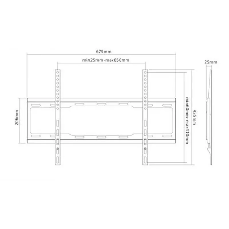Suporte de parede para TV Sunne 37-70-EF para televisores de 37 a 70 polegadas, máx. 40 kg, VESA 200x200–600x400, preto
