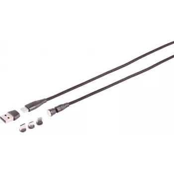 Cabo magnético USB-C ShiverPeaks 14-19020 6-em-1 PD 60W, ficha magnética removível, 6 adaptadores