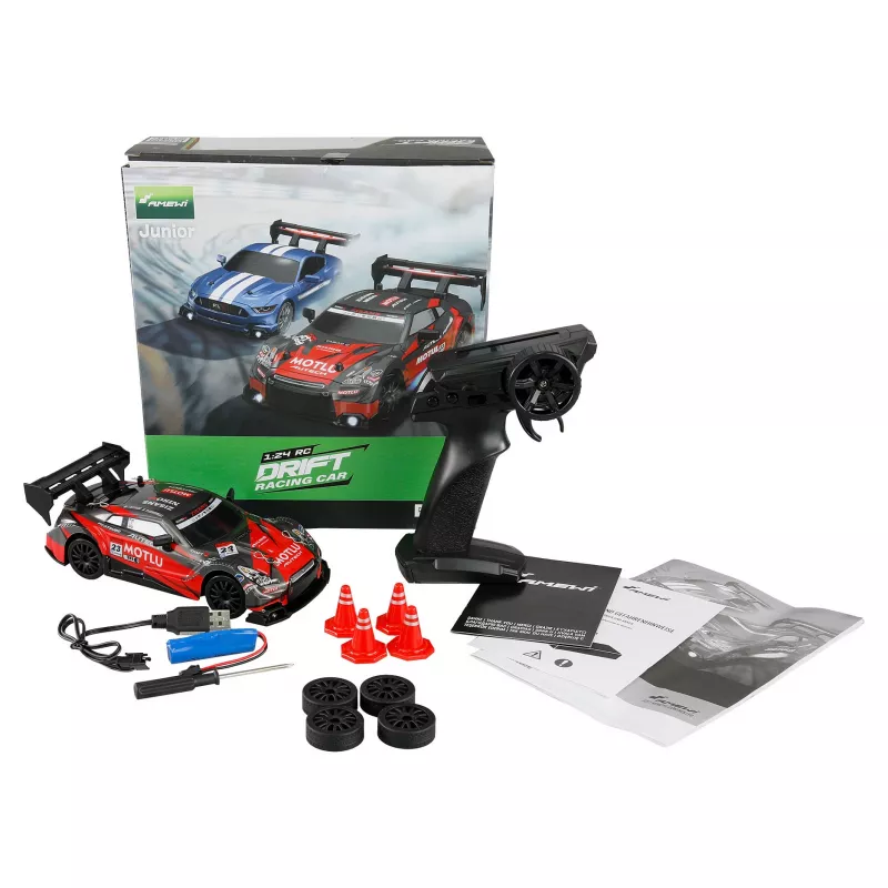 Carro de drift Amewi 21112 1:24 modelo RC elétrico, Li-Ion 500 mAh, recomendado 8+