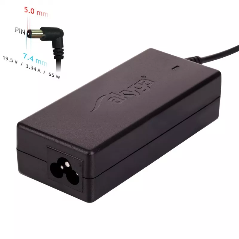Fonte de alimentação para portátil Akyga AK-ND-05 19,5 V / 3,34 A, 65 W, ficha 7,4 x 5,0 mm com pino, para Dell