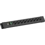 Régua de tomadas Bachmann CONNECTUS 9x tomadas CEE7/3 com 1x interruptor, cabo de 2,0 m, ficha CEE7/7 — preto
