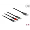 Delock - cabo Lightning, apenas para carregamento - USB macho para Micro-USB Type B, Lightning, USB-C macho - 1,0m - preto (87277)