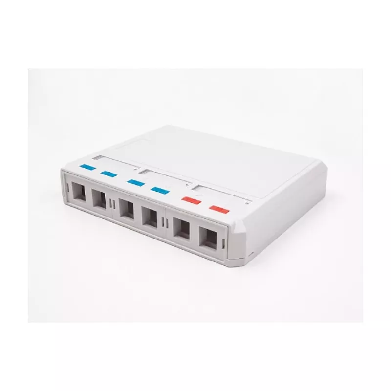 Caixa de superfície Keystone DeLOCK 67052 para módulos de fibra ótica, 6 portas, branco