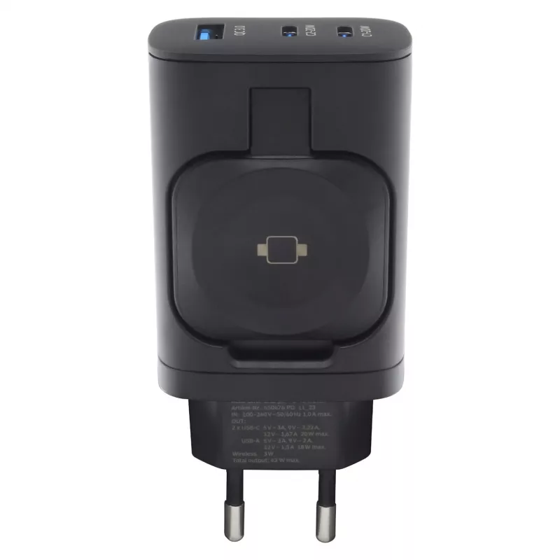 Carregador móvel RealPower 450476 Powerbank, smartwatch, tablet Preto AC Carregamento sem fios Carregamento rápido Interior