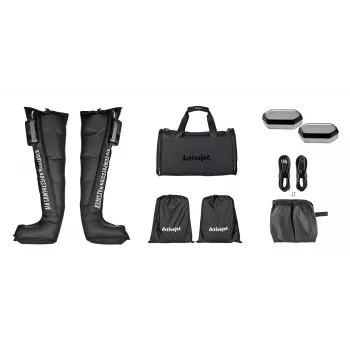 Massajador de pernas para drenagem linfática ActiveJet ACM-PLUS-A1 L – bateria 25 W, bateria integrada, 380×1020×60 mm, preto