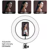 Maclean MCE610 10 12W anel de luz LED com tripé e disparador Bluetooth, 3 cores, 10 níveis de brilho, brilho ajustável de 10% a 100%, 160 LED, suporte para smartphone, luz de iluminação