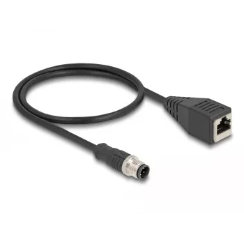 Cabo adaptador DeLOCK M12 codificação D de 4 pinos conector macho para conector fêmea RJ45 50 cm