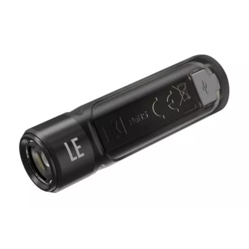 Lanterna de mão Nitecore TIKI LE — 300 lm, recarregável por USB, policarbonato, IP66, resistente a impactos, 10,5 g, 55 mm, preta