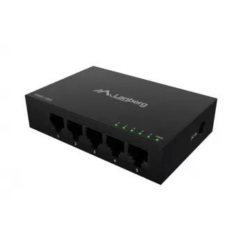 Switch de rede LANBERG DSM1-1005 5x 1 Gb/s não gerido desktop, caixa metálica, 12V