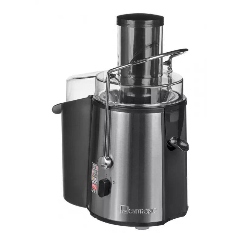 Extrator de sumo CLATRONIC AE 3532 1000 W, caixa em aço inoxidável, depósito de polpa de 2 L, 2 velocidades, anti-pingos