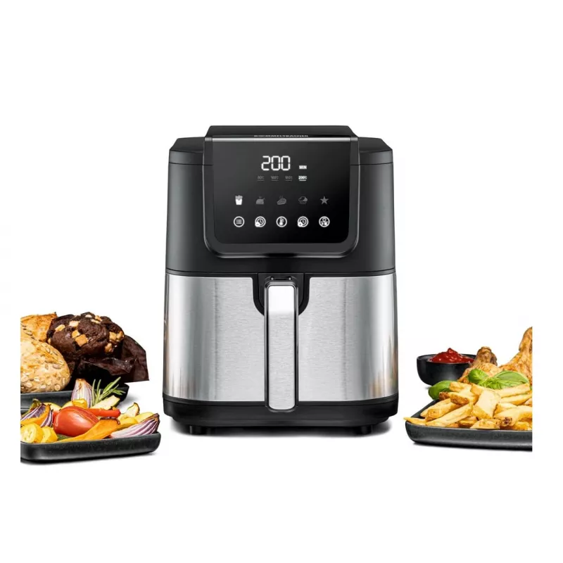 Fritadeira de ar quente Rommelsbacher FRH 1500 — 5 L, 1500 W, aço inoxidável/preto