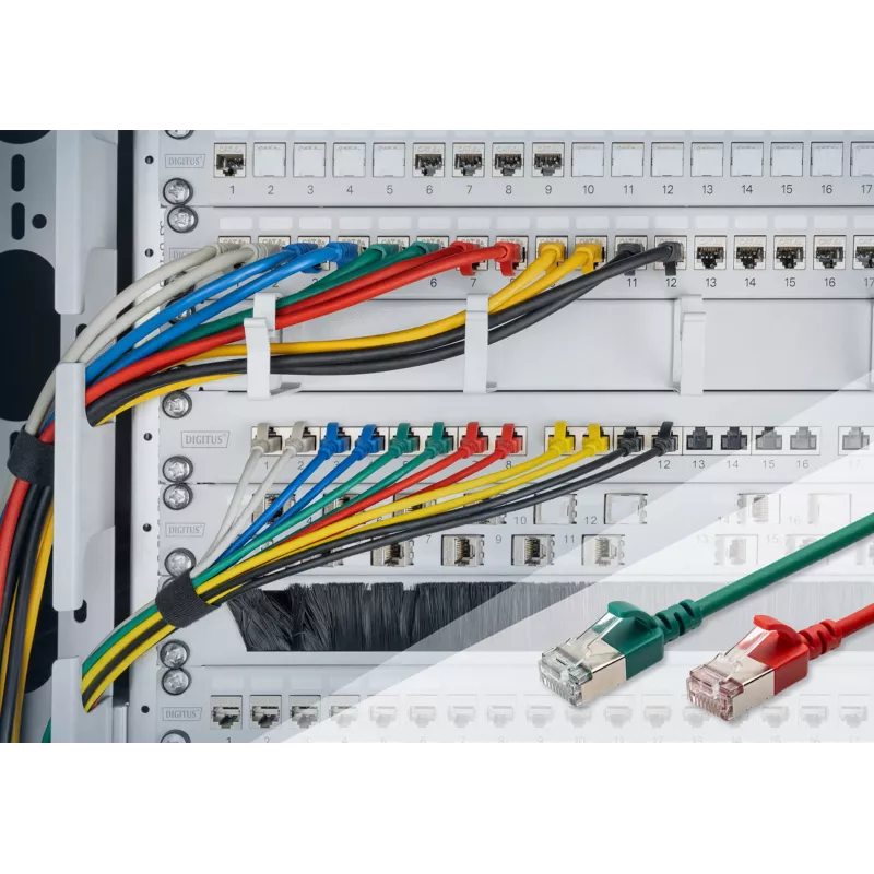 Cabo de patch DIGITUS CAT6A F-FTP, 7 m, cinzento, RJ-45–RJ-45, 10 Gbit/s