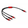 Cabo de carregamento USB DeLOCK 86710 3 em 1 USB Type-C para Lightning Micro USB 30 cm preto vermelho