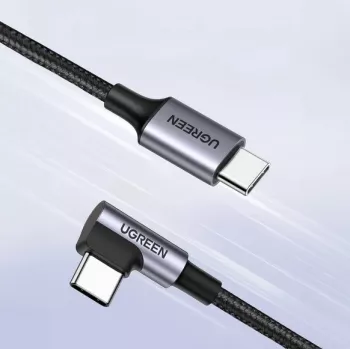 Ugreen USB-C (direito) / USB-C (curvo) PD QC 60W 3A 0,5 m US255 (cinzento)