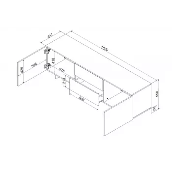 Móvel RTV Cama 2D2S ALMA 180x41.5xH55 caxemira