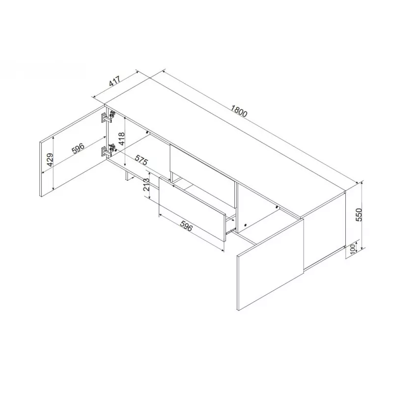 Móvel RTV Cama 2D2S ALMA 180x41.5xH55 caxemira