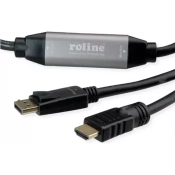 Cabo adaptador ROLINE - DisplayPort macho para HDMI macho - 10 m - preto - suporta 4K 60 Hz (3840 x 2160)
