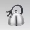 Chaleira Maestro MR1302 aço inoxidável 2,5 L, adequada para indução, apito com tampa articulada, pega preta