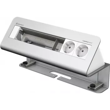 Kindermann CablePort desk² 6 vias - unidade de tomadas embutida - montagem à superfície - alimentação elétrica x 2 - alumínio anodizado (7430000062)