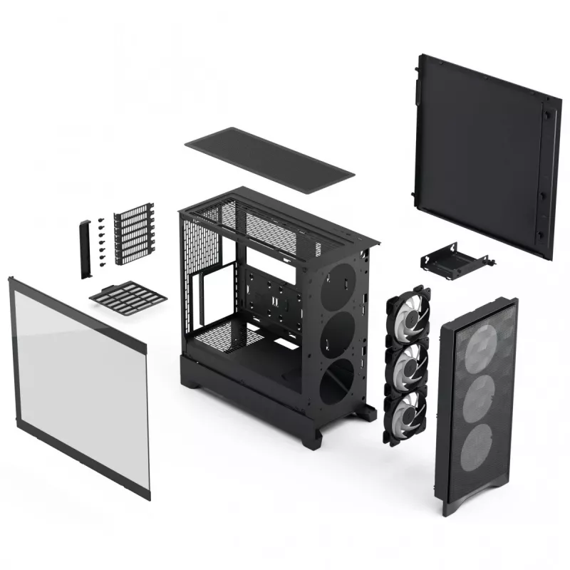 Caixa de PC Fractal Design Pop 2 Air preto TG RGB Midi Tower – ATX/Micro-ATX/Mini-ITX, 3x120mm à frente, 1x120mm atrás, baías de 2,5