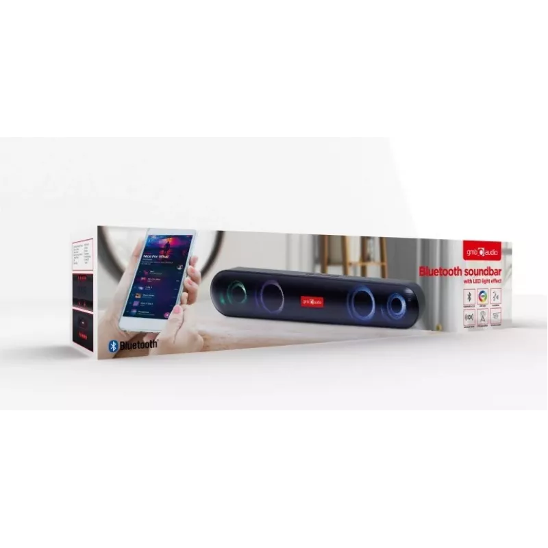 Coluna soundbar Gembird SPKBT-BAR400L preta 2.0 canais 10 W