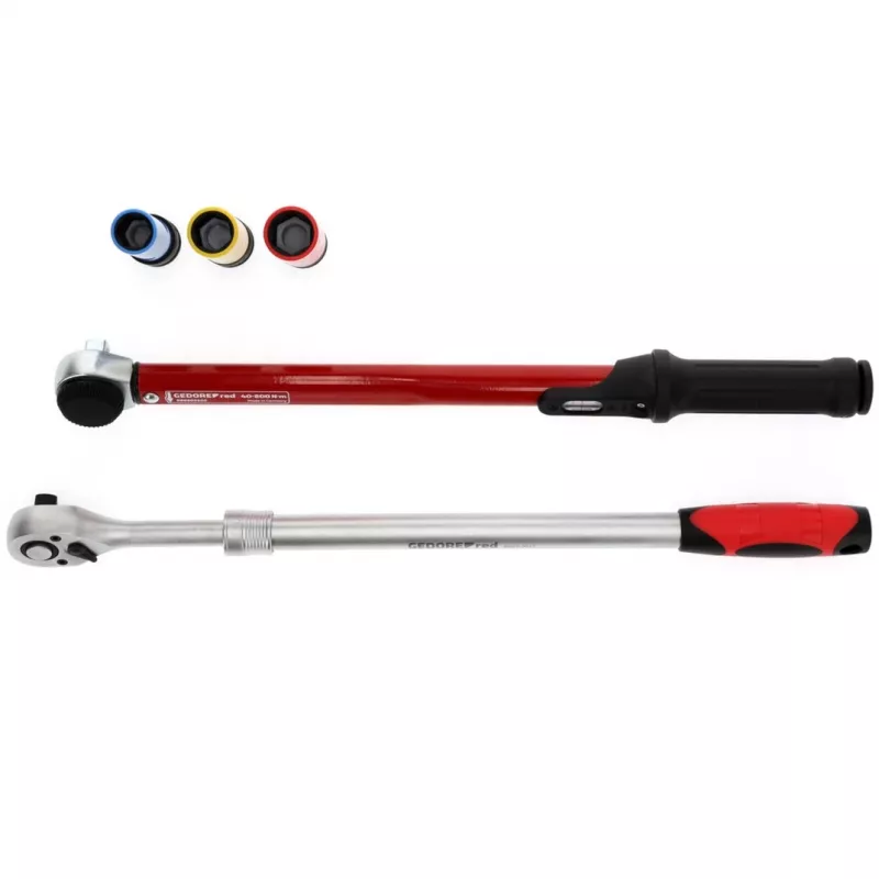 Conjunto de ferramentas para mudança de rodas Gedore R69003000 — conjunto de chaves dinamométricas de 5 peças, preto/vermelho