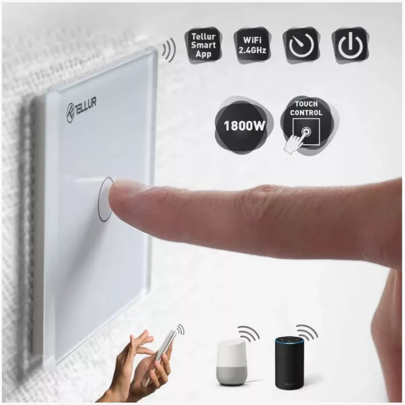 Interruptor de luz Tellur TLL331041 branco tátil sem fios